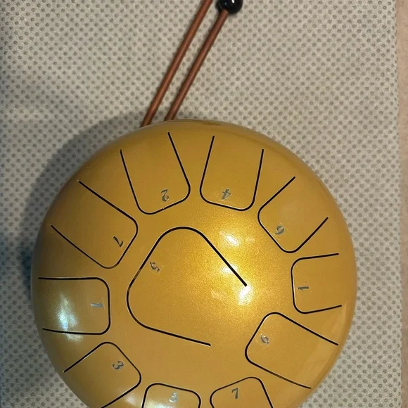 Gold Steel Tongue Drum with Mallets - Picture 2 of 7